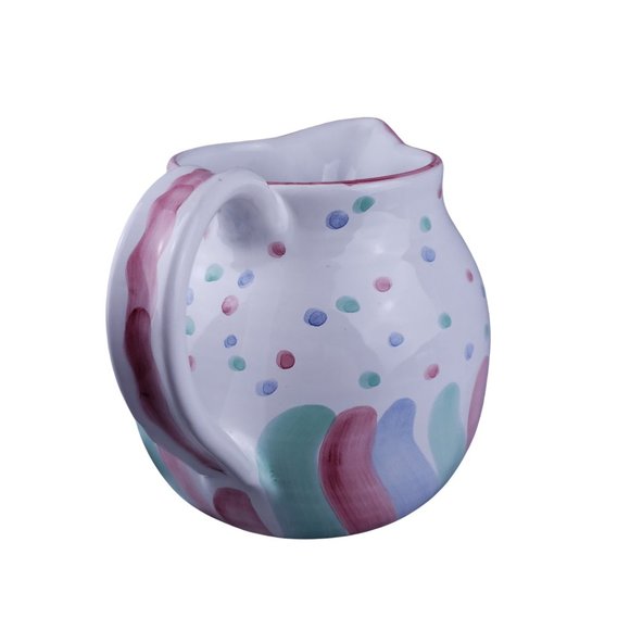 Mesa International Chenille 8 cup Pitcher Vintage Hand Painted Italy Blue Pink - Picture 3 of 8